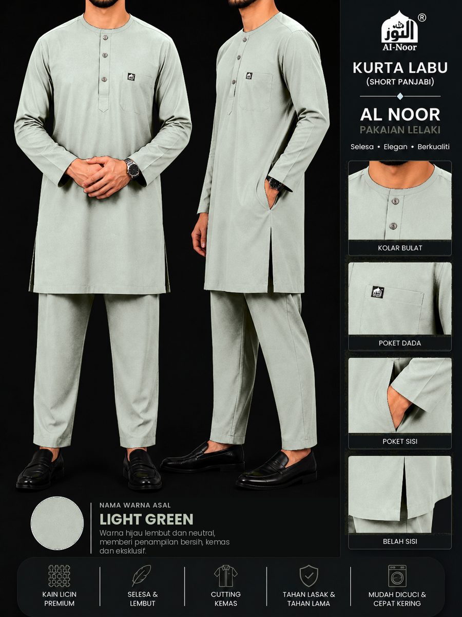 Al Noor Kurta Labu Kain Cotton Leher Bulat