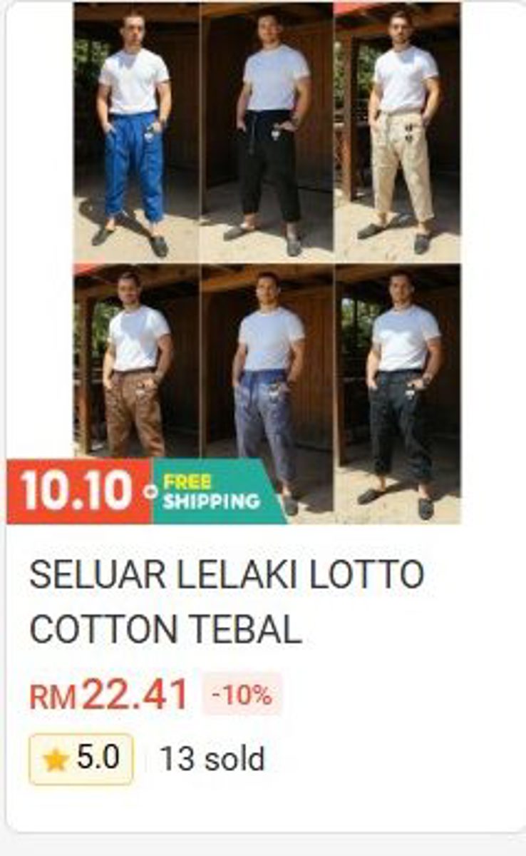 Seluar Lelaki Lotto Cotton Tebal