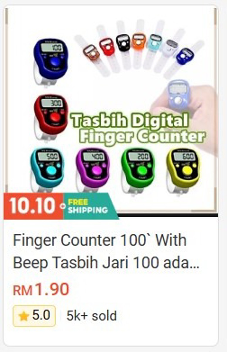 Finger Counter 100 with Beep (Tasbih Jari)