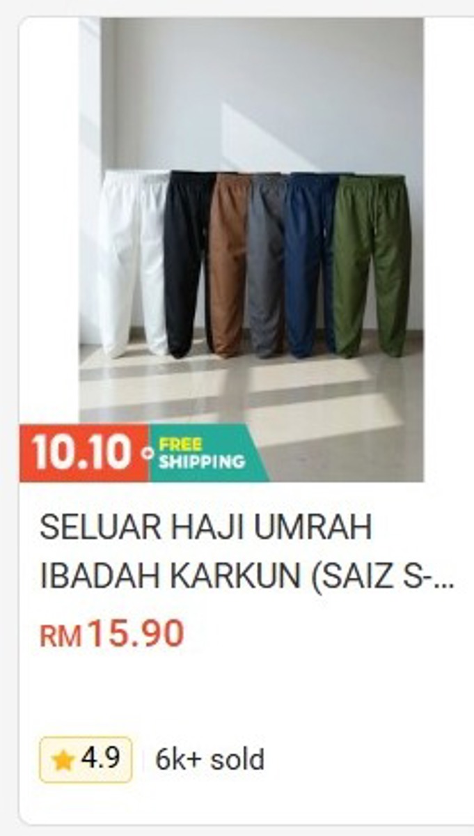 Seluar Haji Umrah Ibadah Karkun