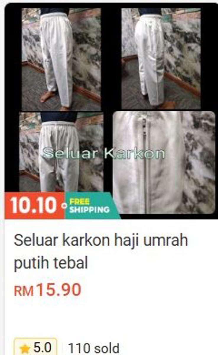 Seluar Karkun Haji Umrah Putih Tebal