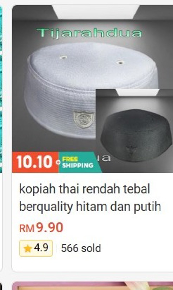 Kopiah Thai Low Thick (Black & White)