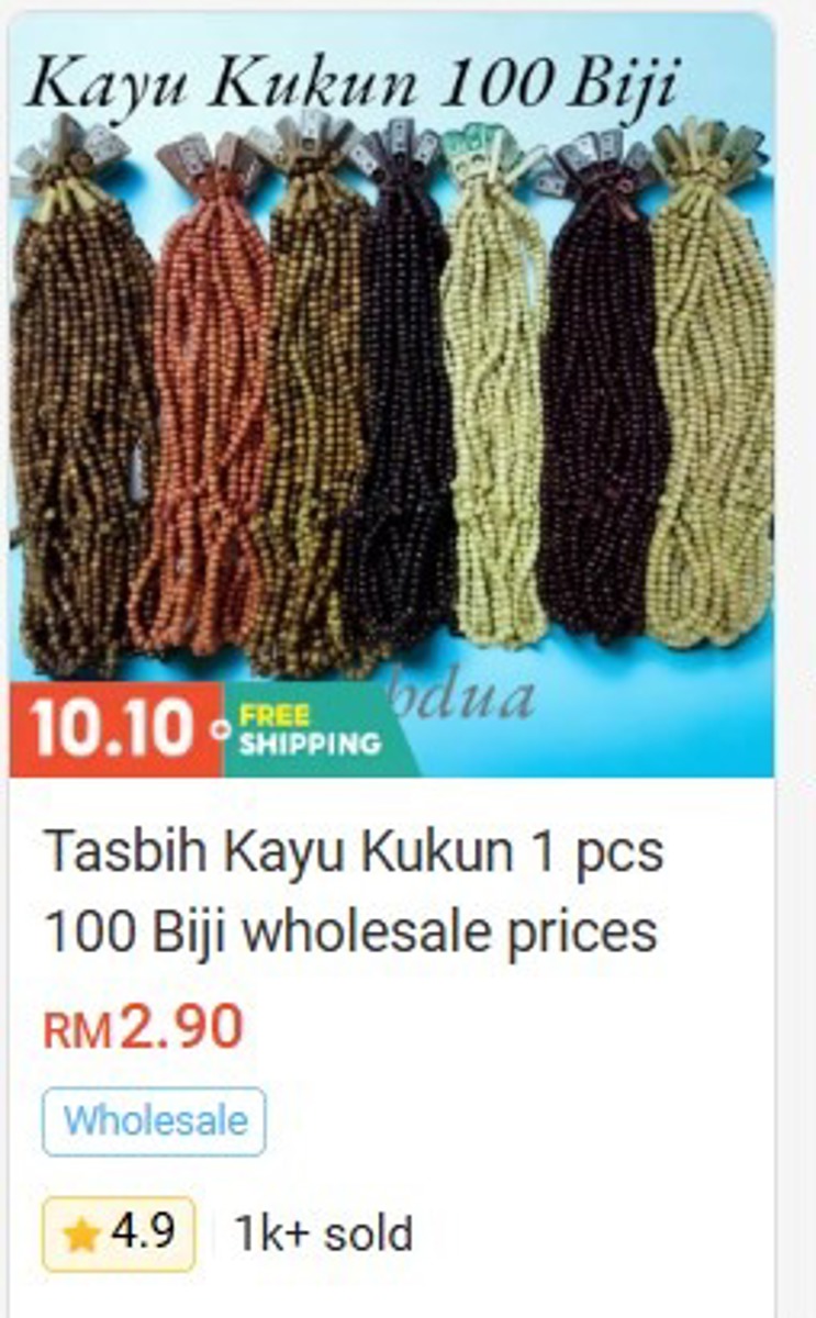 Tasbih Kayu Kukun 100 Beads (Wholesale Price)