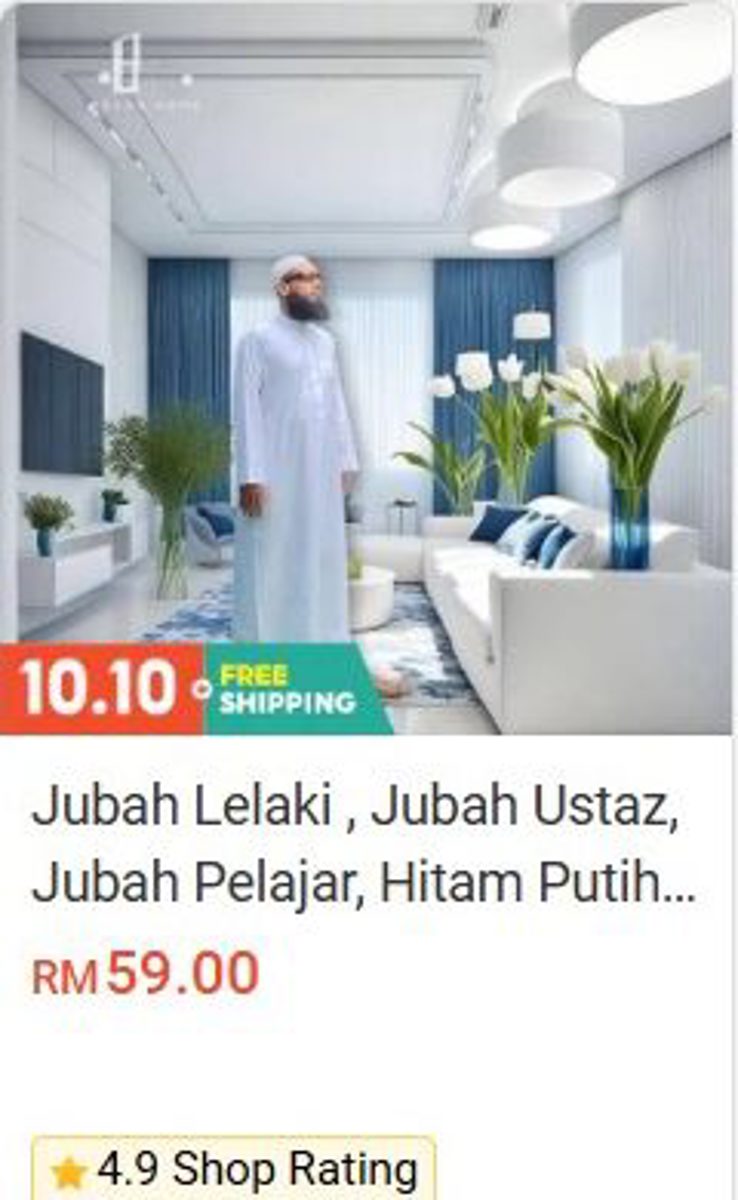 Jubah Lelaki / Ustaz / Pelajar (Black & White)