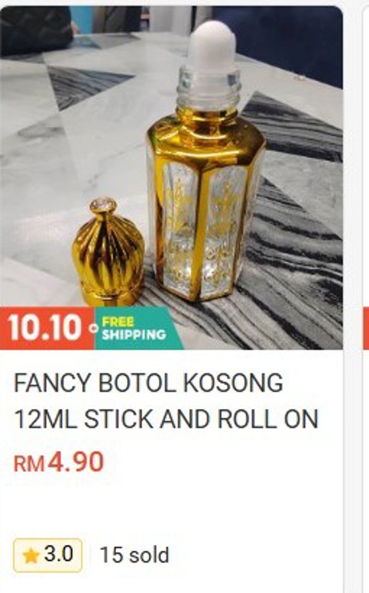 Fancy Empty Bottle 12ml (Stick and Roll-On)